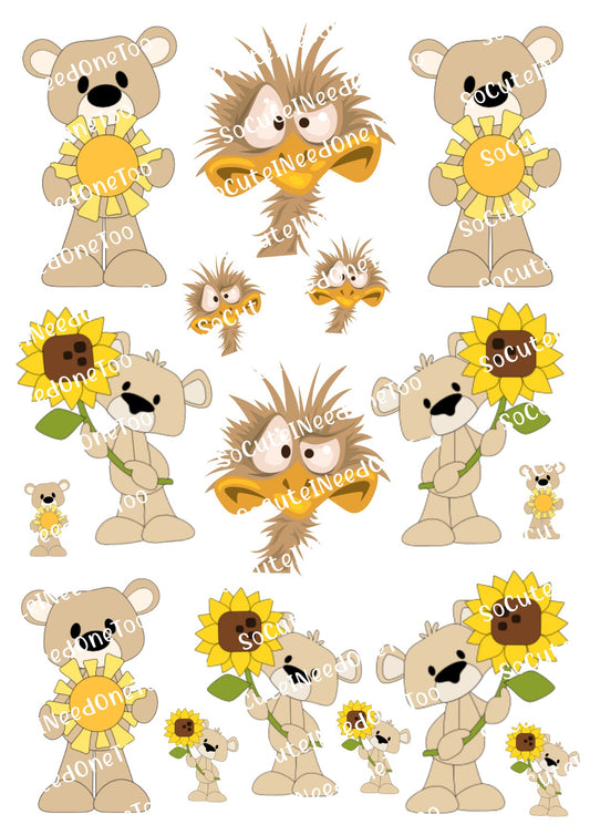 Bear & Sunflower Waterslide Decals - SoCuteINeedOneToo