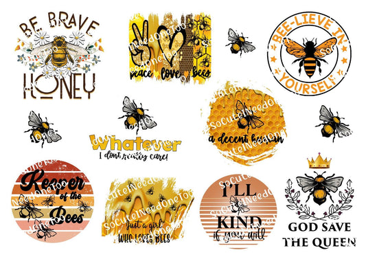 Bee #10 Waterslide Decals - SoCuteINeedOneToo