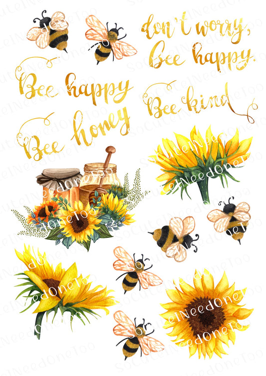 BEE & Sunflower Waterslide Decals - SoCuteINeedOneToo