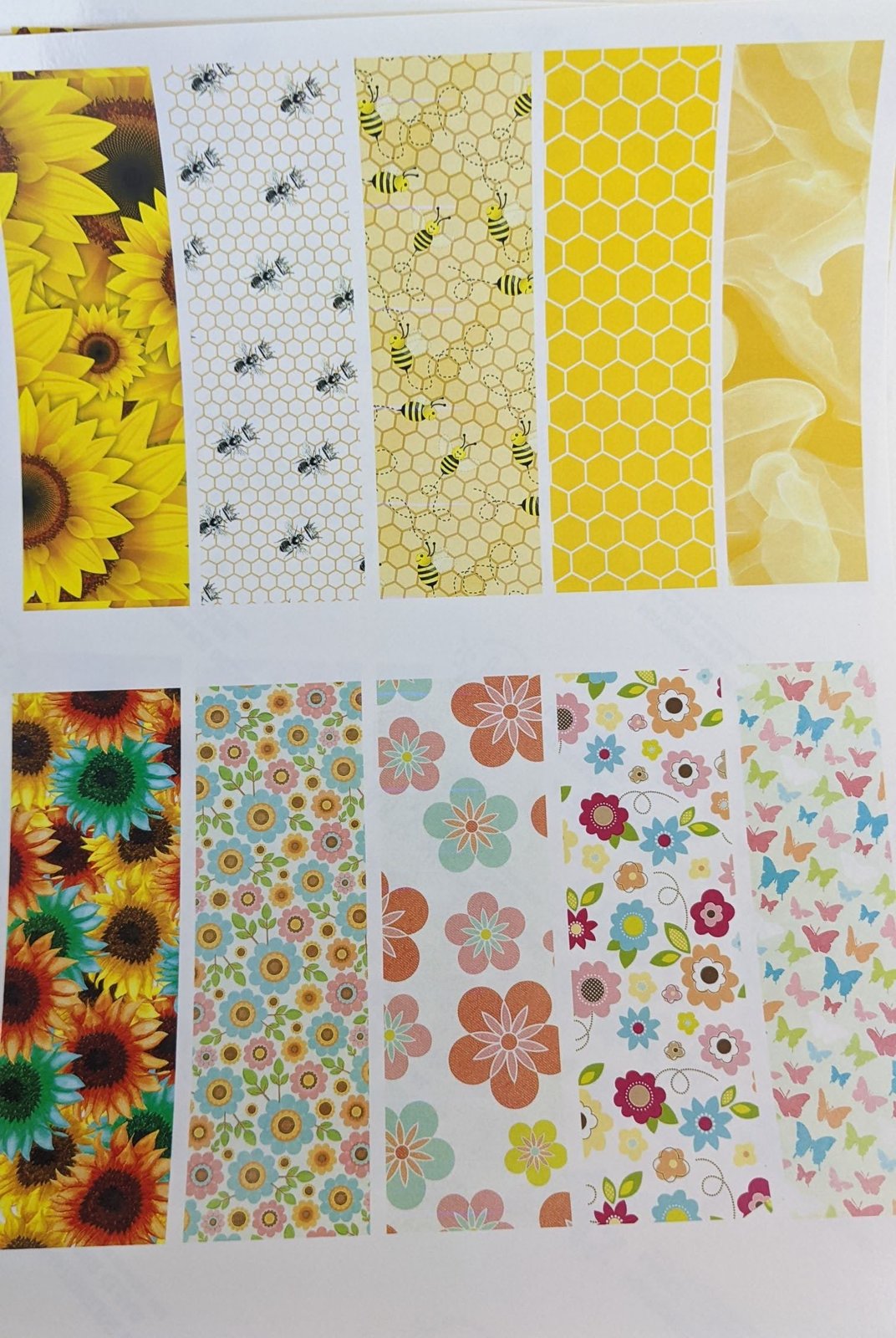 Bee & Flower Pen Wraps printed waterslide decal sheet