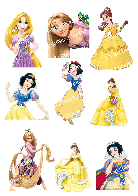 Bell, Rapunzel & Snow White Waterslide Decals - SoCuteINeedOneToo