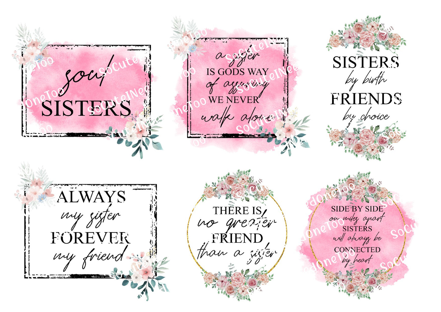 Best Friend & Sister #2 Waterslide Decals - SoCuteINeedOneToo