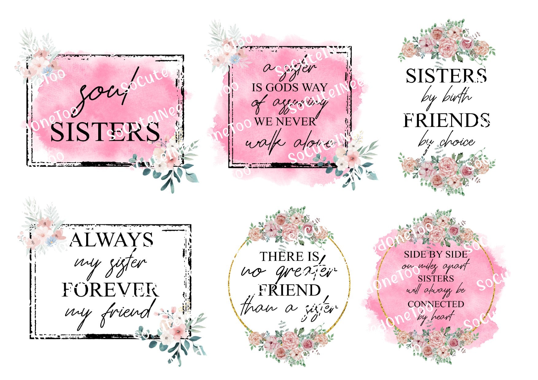Best Friend & Sister #2 Waterslide Decals - SoCuteINeedOneToo