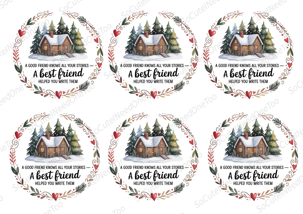 Best Friend Christmas Ornament Waterslide Decals - round cabin ornament designs - SoCuteINeedOneToo