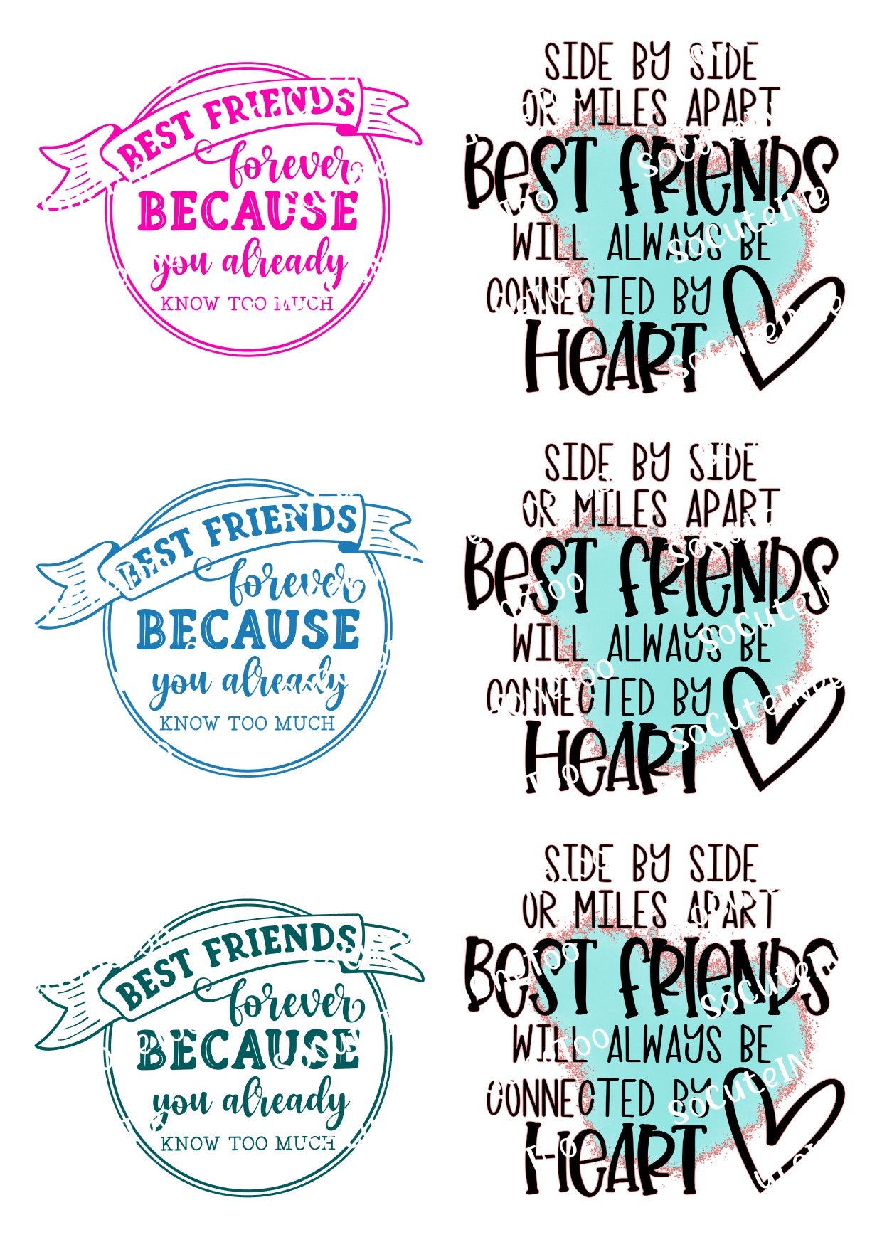 Best Friends Know Too Much Waterslide Decals - SoCuteINeedOneToo