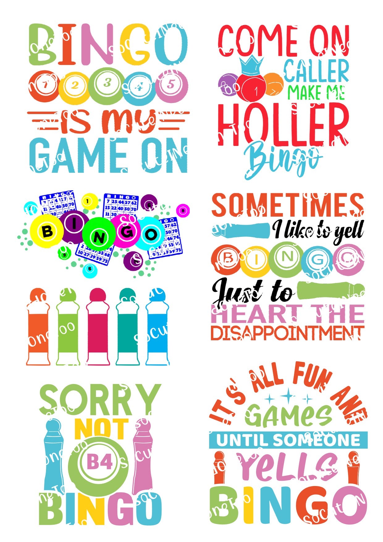 Bingo Theme Waterslide Decals - SoCuteINeedOneToo