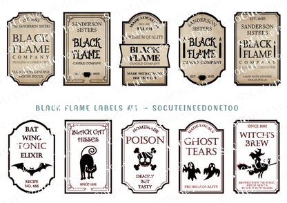 Black Flame Labels #1 Waterslide Decals - SoCuteINeedOneToo