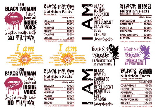 Black Woman Pride Waterslide Decals - SoCuteINeedOneToo