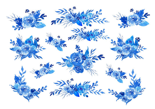 Blue Flowers Waterslide Decals - SoCuteINeedOneToo