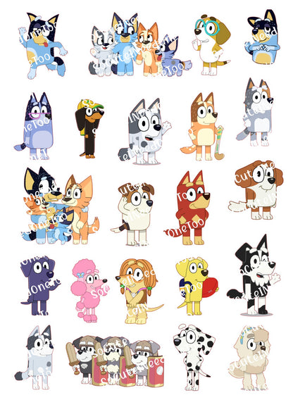 Bluey 1.50 Inches 1.75 Inches, 2 Inches, 3 inches Waterslide Decals - SoCuteINeedOneToo