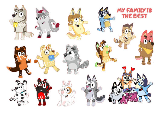 Bluey - Family is Best Waterslide Decals - SoCuteINeedOneToo
