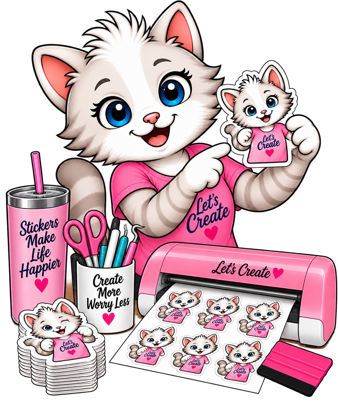 Bobcat mascot cutting stickers with a craft cutter