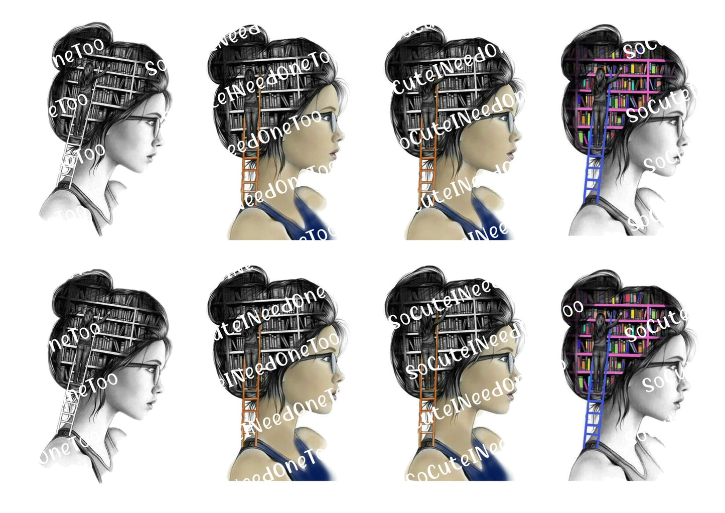 Book Girl Waterslide Decals - SoCuteINeedOneToo