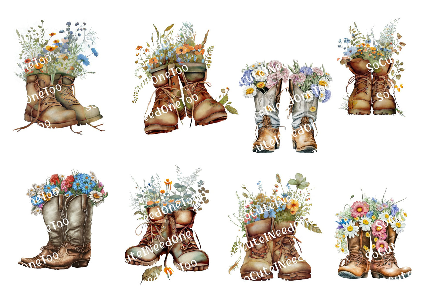 Boots With Flowers Waterslide Decals - SoCuteINeedOneToo