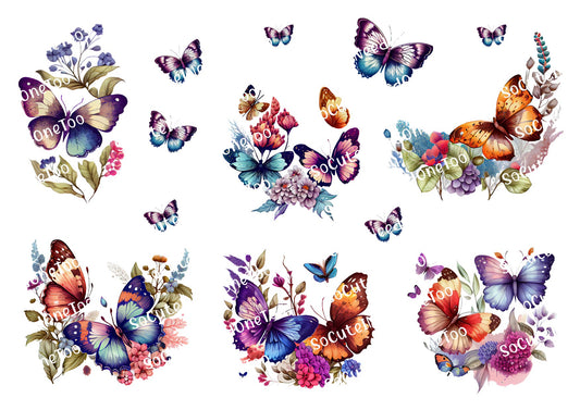 Butterflies - Multi Colors Waterslide Decals - SoCuteINeedOneToo