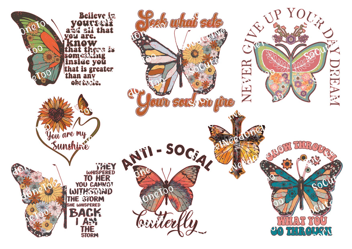 Butterfly Saying Waterslide Decals - SoCuteINeedOneToo