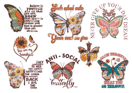 Butterfly Saying Waterslide Decals - SoCuteINeedOneToo