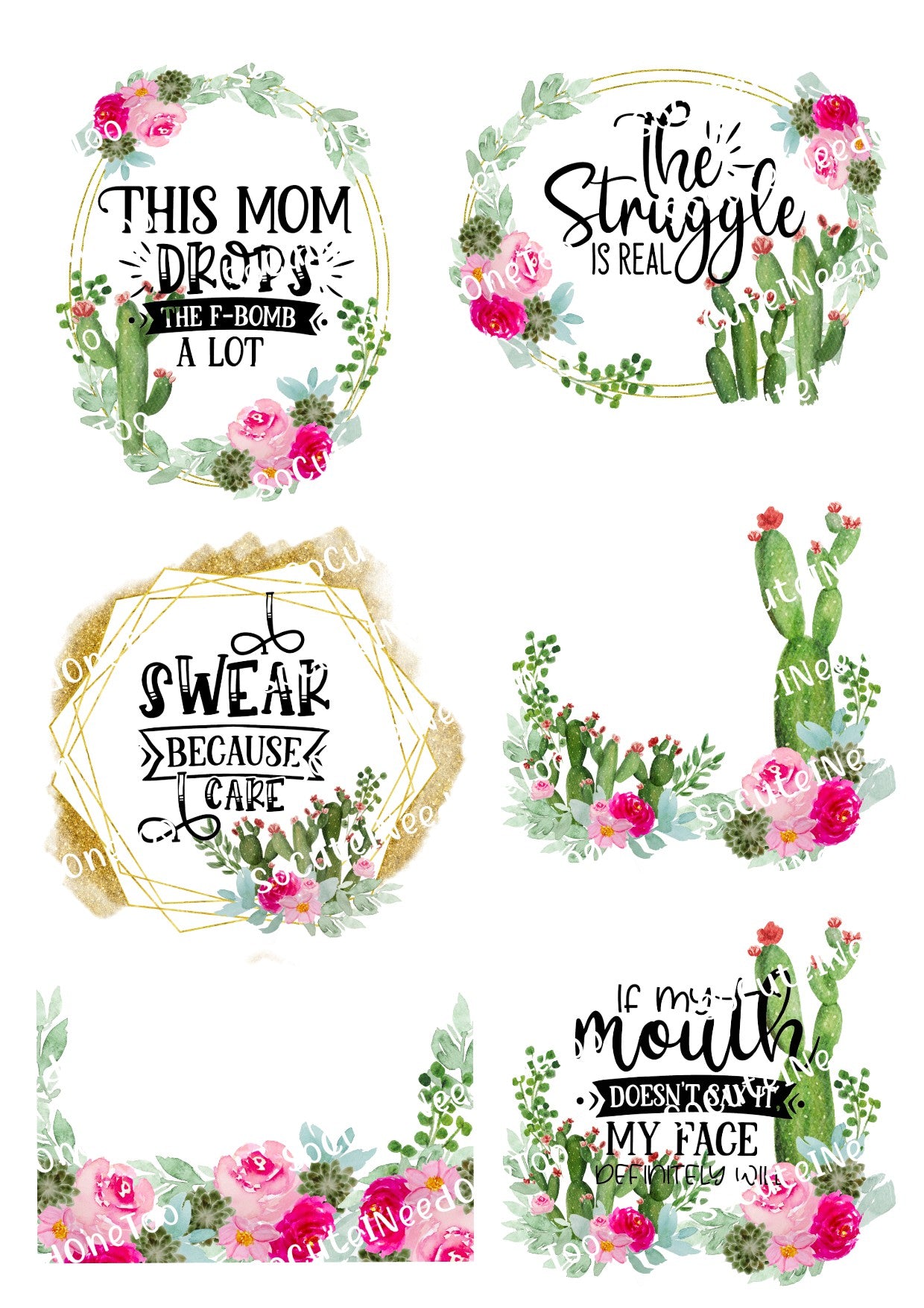 Cactus Frames Waterslide Decals - SoCuteINeedOneToo