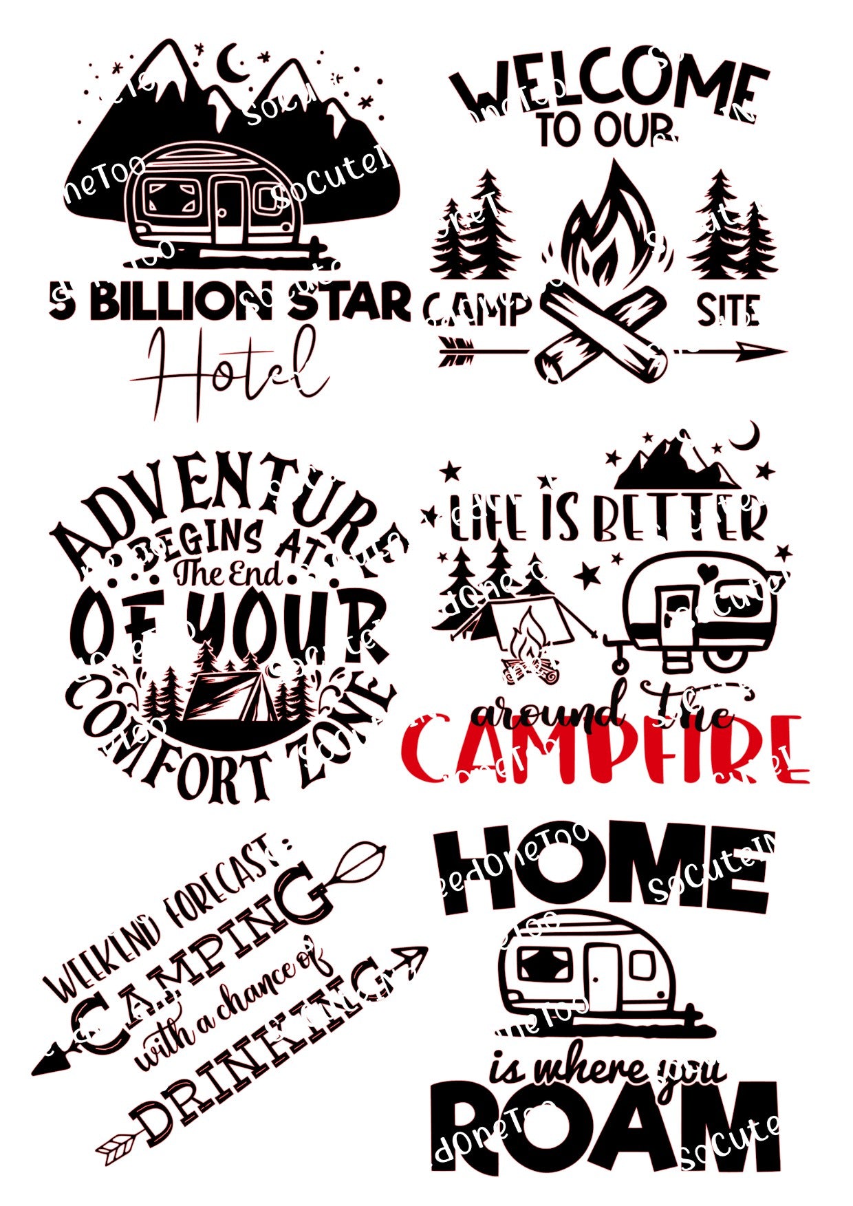 Camping - 5 Billion Stars Waterslide Decals - SoCuteINeedOneToo
