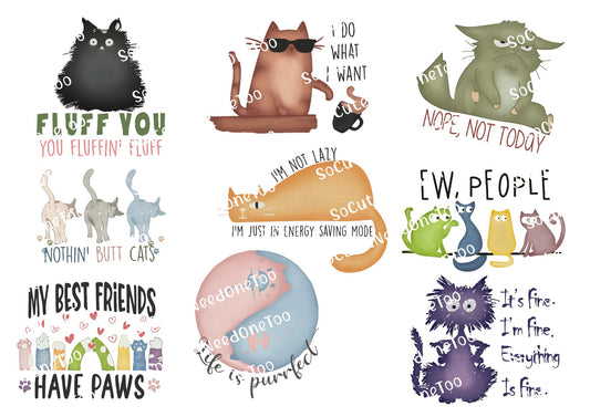 Cats #1 Waterslide Decals - SoCuteINeedOneToo