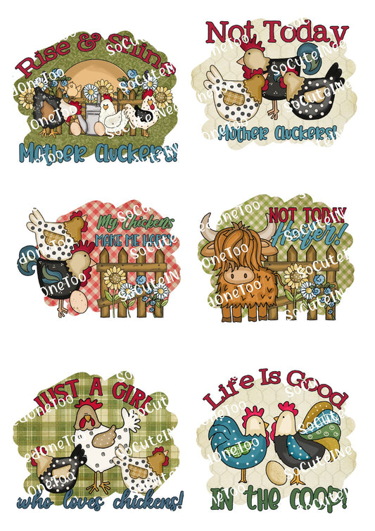 Chickens - Rise & Shine Waterslide Decals - SoCuteINeedOneToo