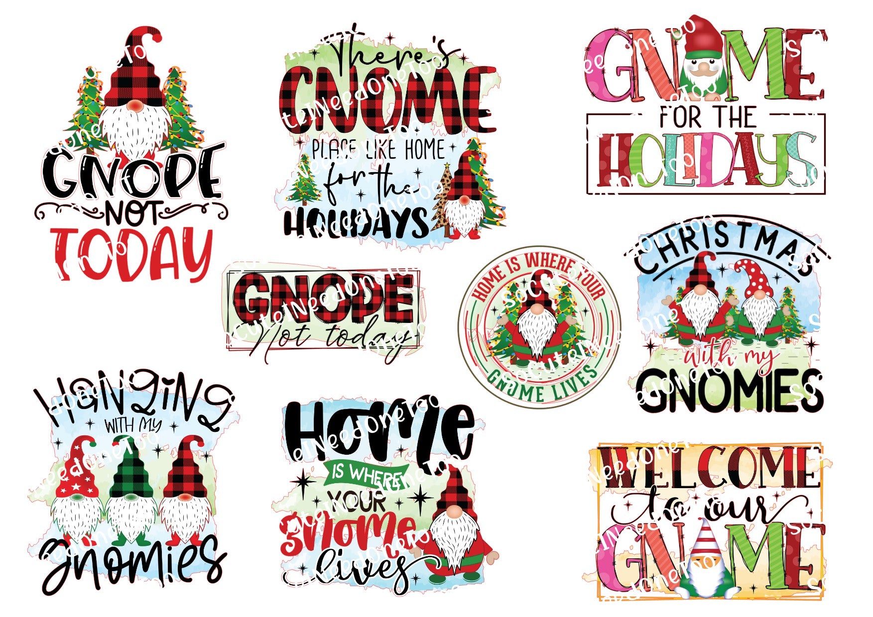 Christmas Gnomes Waterslide Decals - SoCuteINeedOneToo