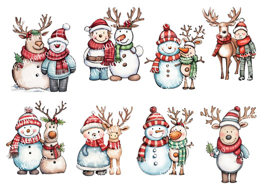 Christmas Snowman & Reindeer Waterslide Decals - SoCuteINeedOneToo