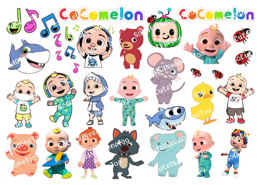 Cocomelon Characters 2.0 Waterslide Decals - SoCuteINeedOneToo