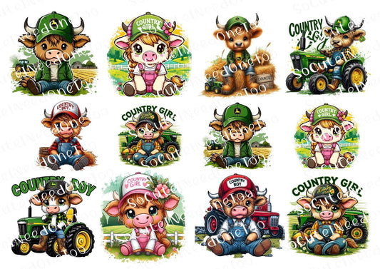 Cows Highland John Deer Waterslide Decals - SoCuteINeedOneToo