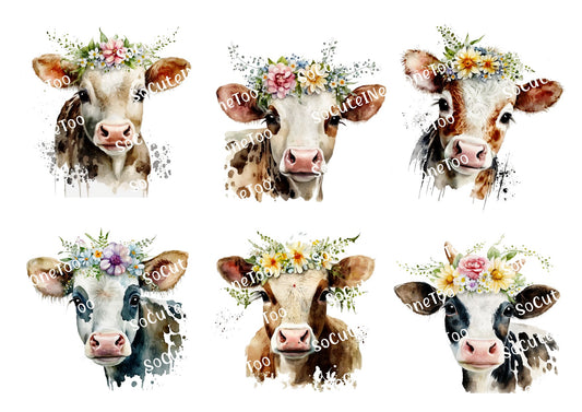 Cows with Flower Crowns #2 Waterslide Decals - SoCuteINeedOneToo