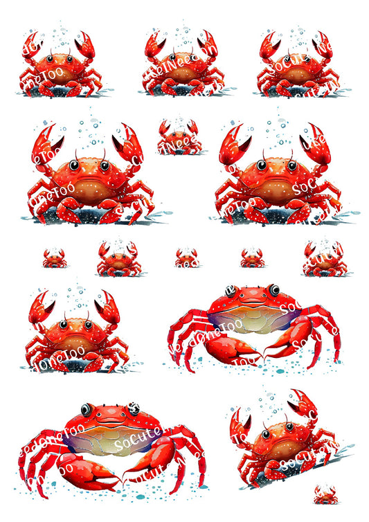 Crabs - Red Various Sizes Waterslide Decals - SoCuteINeedOneToo
