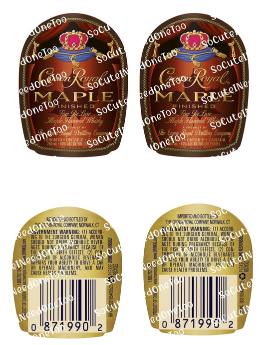 Crown Royal - Maple - Front & Back Waterslide Decals - SoCuteINeedOneToo