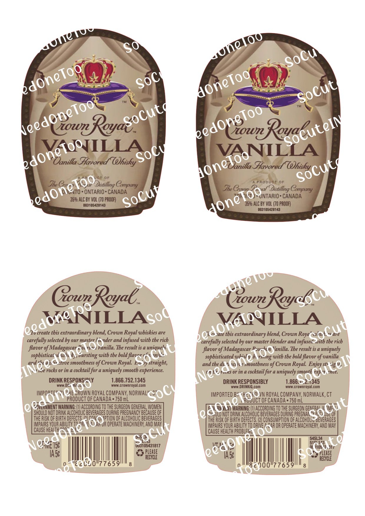 Crown Royal - Vanilla Front & Back Waterslide Decals - SoCuteINeedOneToo
