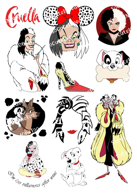 Cruella #2 Waterslide Decals - SoCuteINeedOneToo