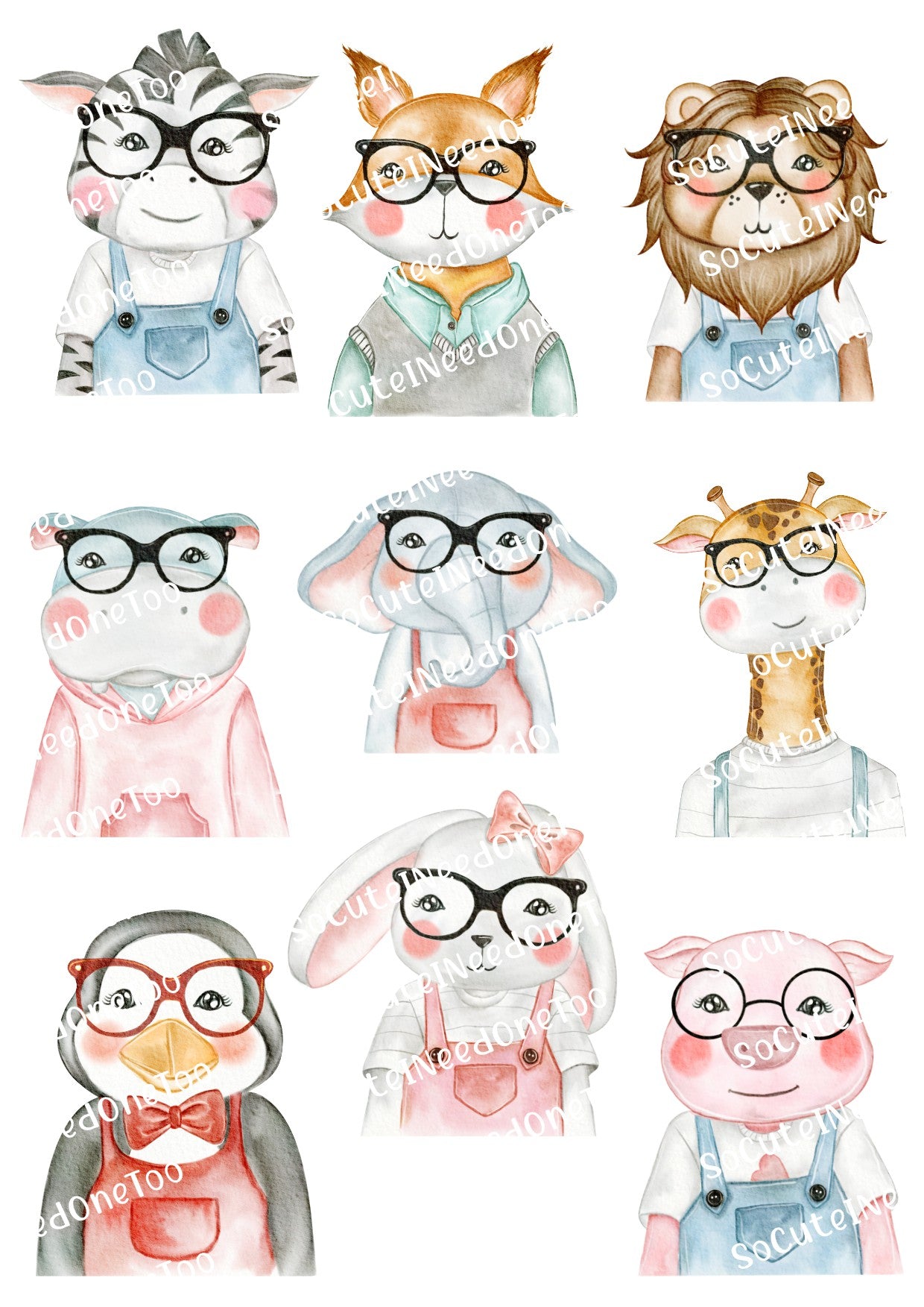 Cute Animals Waterslide Decals - SoCuteINeedOneToo