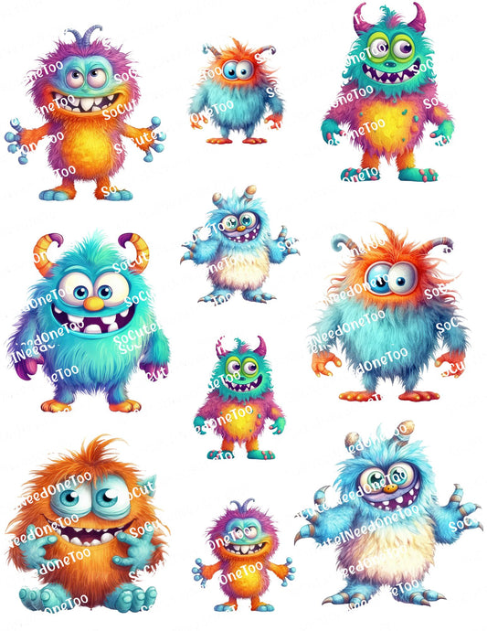 Cute Fuzzy Monsters Waterslide Decals - SoCuteINeedOneToo