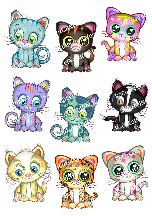 Cute Kitties Waterslide Decals - SoCuteINeedOneToo