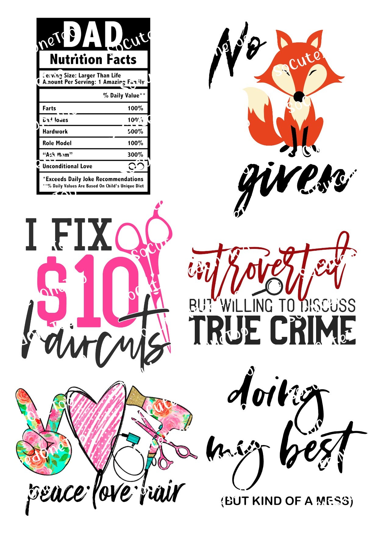 Cute Saying #2 Waterslide Decals - SoCuteINeedOneToo
