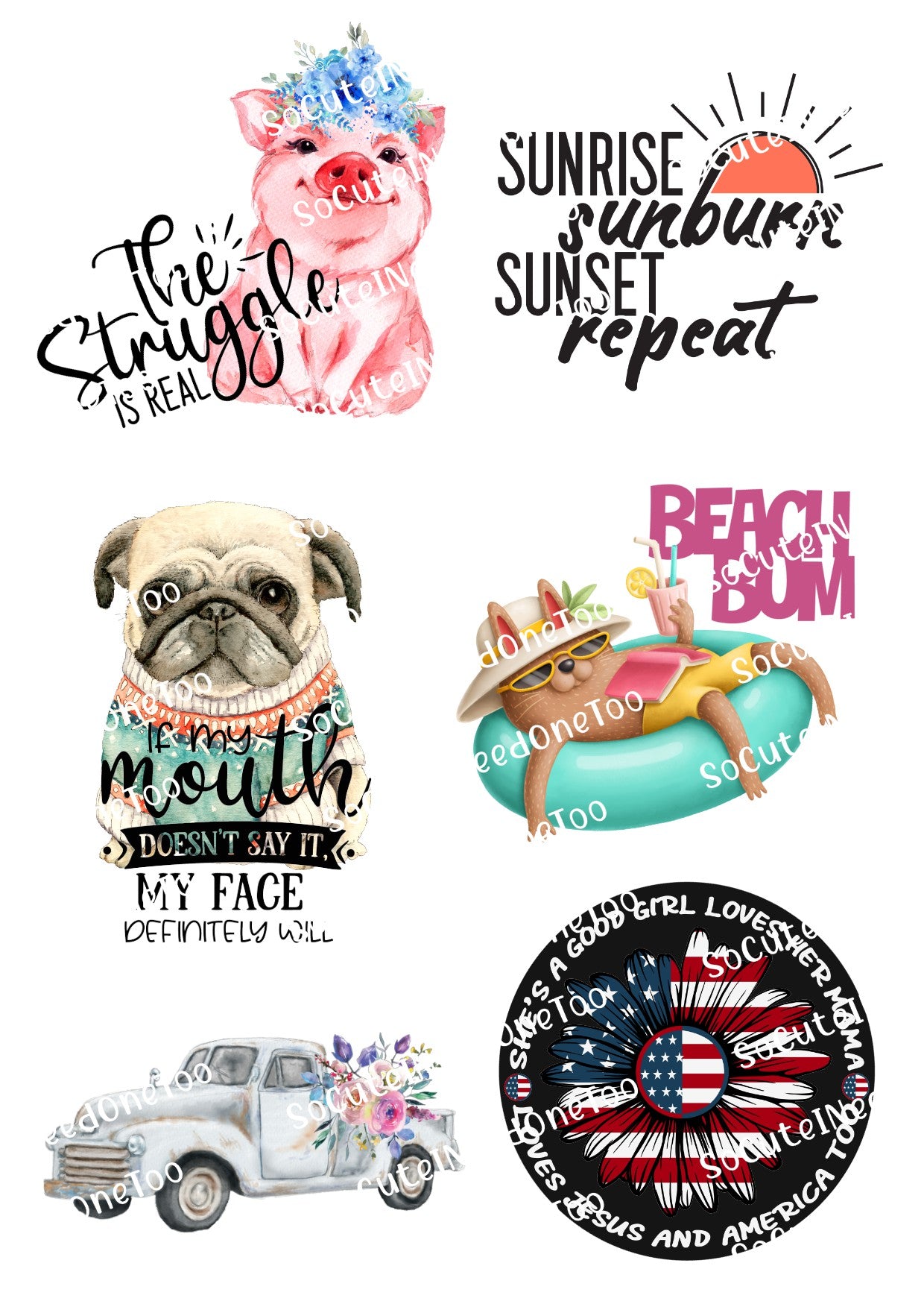 Cute Saying #3 Waterslide Decals - SoCuteINeedOneToo