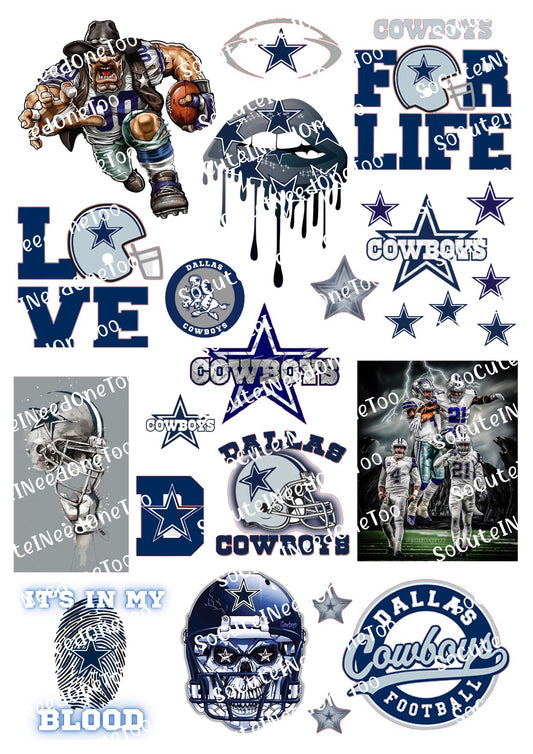 Dallas Cowboys Football Waterslide Decals - SoCuteINeedOneToo