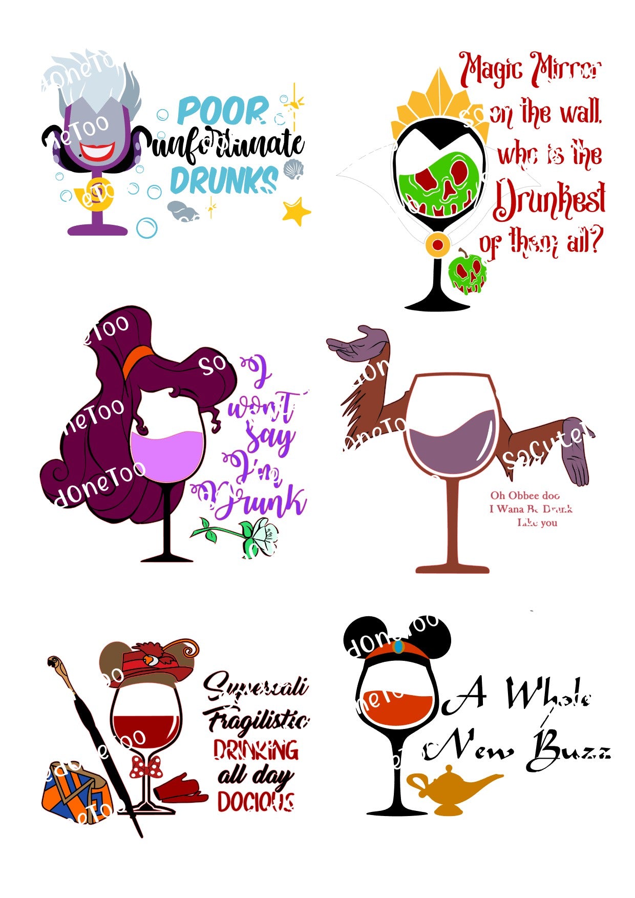 Disney - Wine Glasses Waterslide Decals - SoCuteINeedOneToo