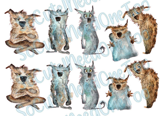 Dog Portraits Watercolor on Clear/White Waterslide Paper Ready To Use - SoCuteINeedOneToo