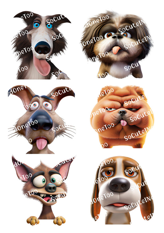 Dogs - Cartoon Cute Heads Waterslide Decals - SoCuteINeedOneToo