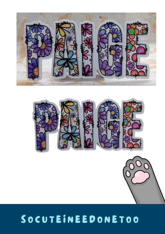 Doodle Name Sticker example - floral doodle letters name sticker by SoCuteINeedOneToo