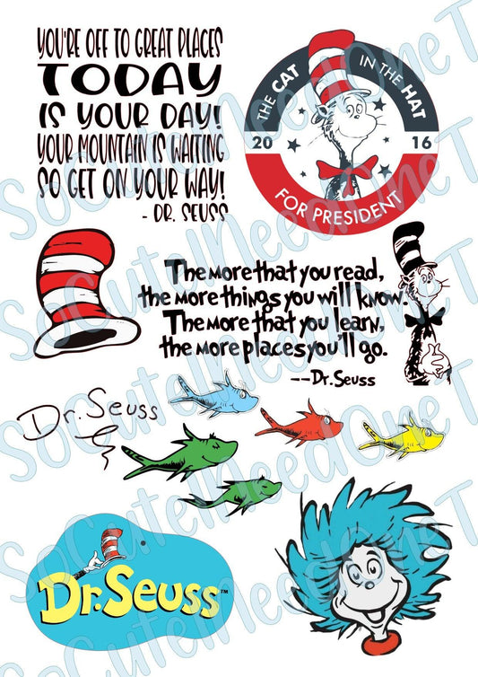 Dr. Seuss #1 on Clear/White Waterslide Paper Ready To Use - SoCuteINeedOneToo
