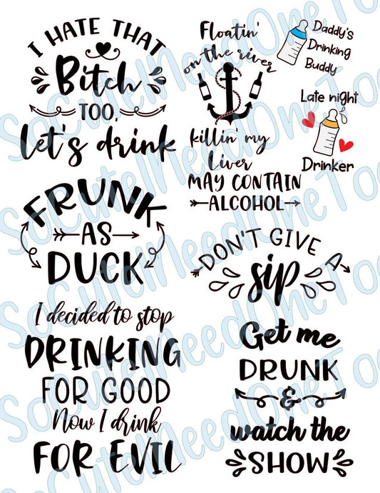 Drinking Squad #1 on Clear/White Waterslide Paper Ready To Use - SoCuteINeedOneToo