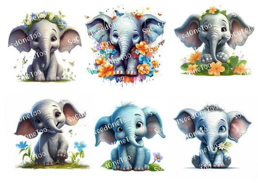 Elephant With Flowers Waterslide Decals - SoCuteINeedOneToo