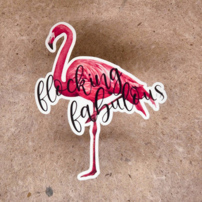Sticker #4 Flocking Fabulous flamingo vinyl sticker, real product photo
