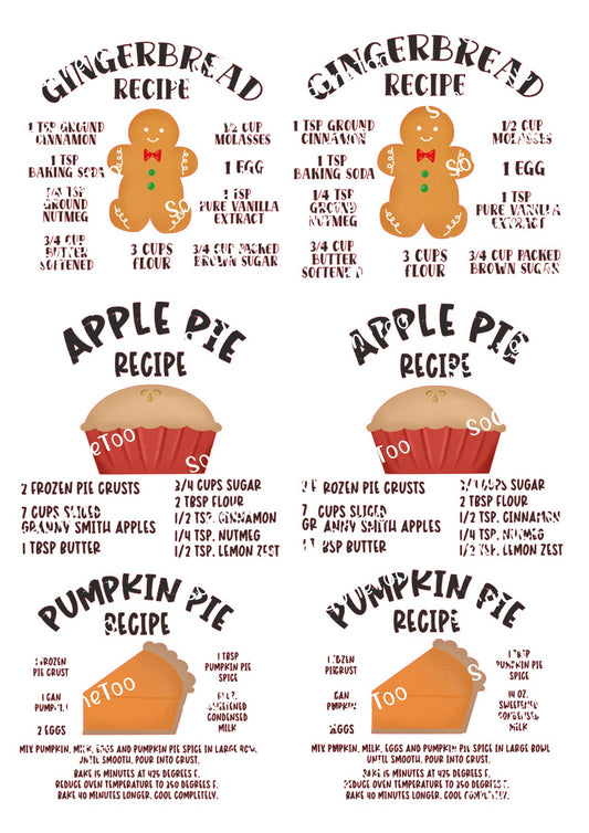 Food Recipies 2 of Each on Clear/White Waterslide Paper Ready To Use - SoCuteINeedOneToo