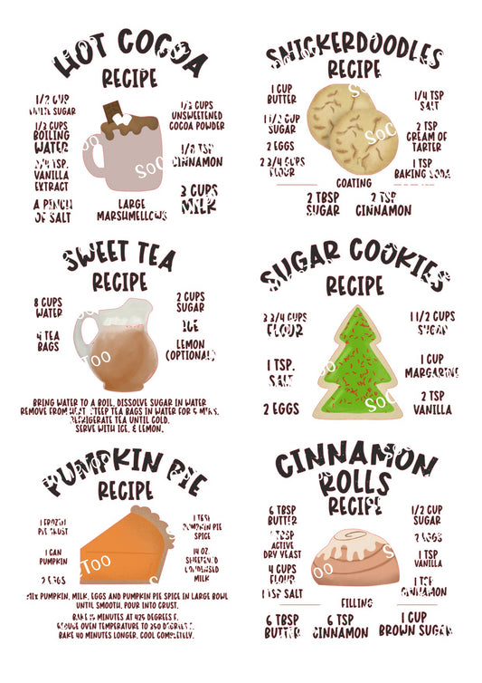 Food Recipe's Waterslide Decals - SoCuteINeedOneToo